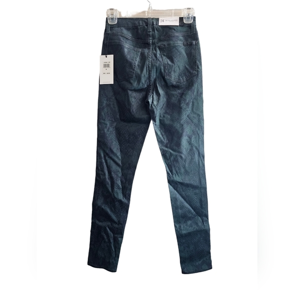 7 For All Mankind High Waist Ankle Skinny In Green Python Size 24 NWT - Picture 4 of 8